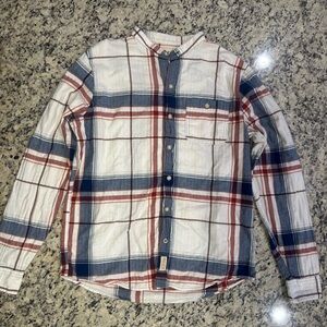 Hollister Mens Size Large Red, White, & Blue Long-Sleeve Button-Down Plaid Shirt
